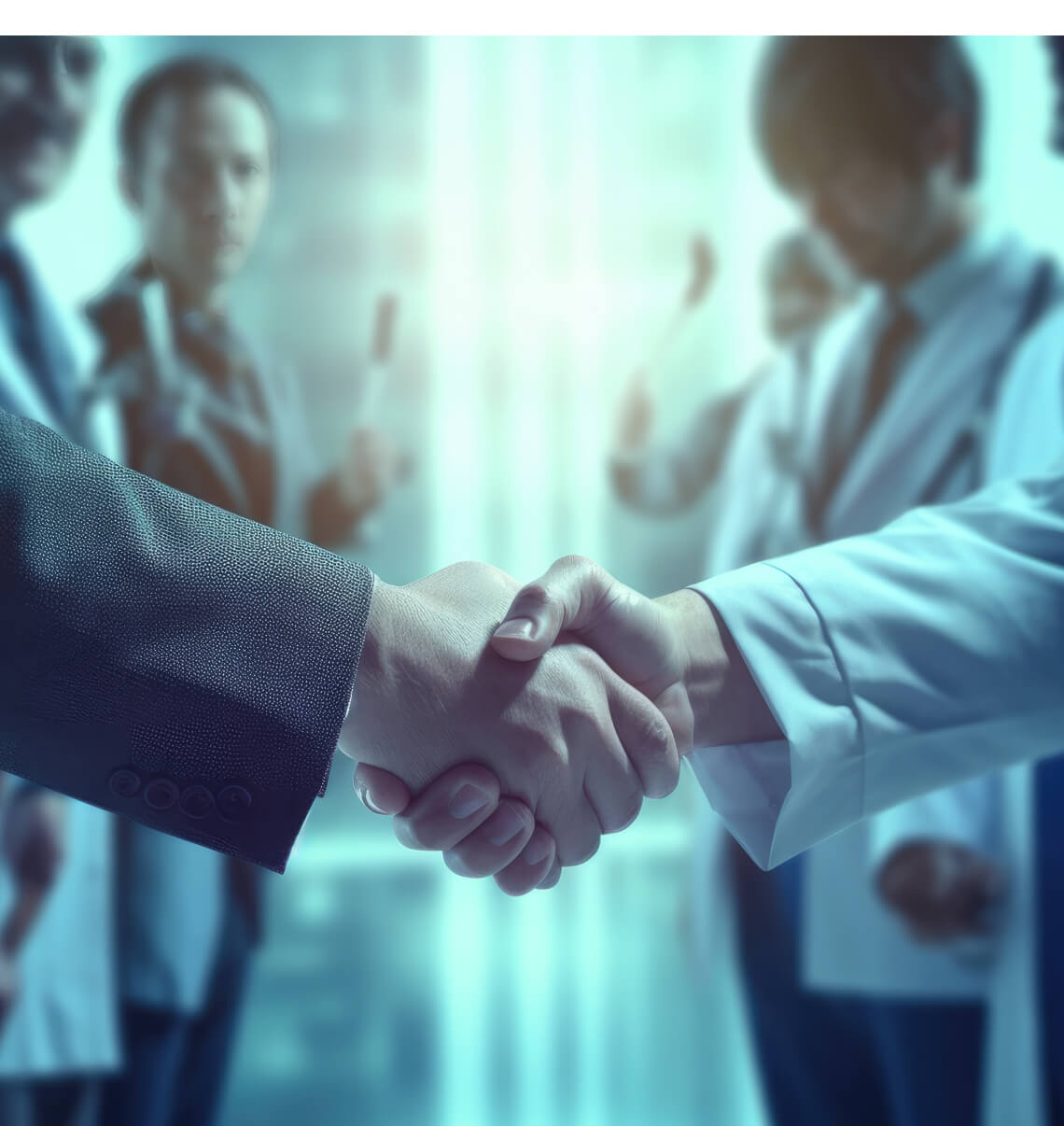 Medicine And Health Care Concept, Doctors Handshake After Operation.